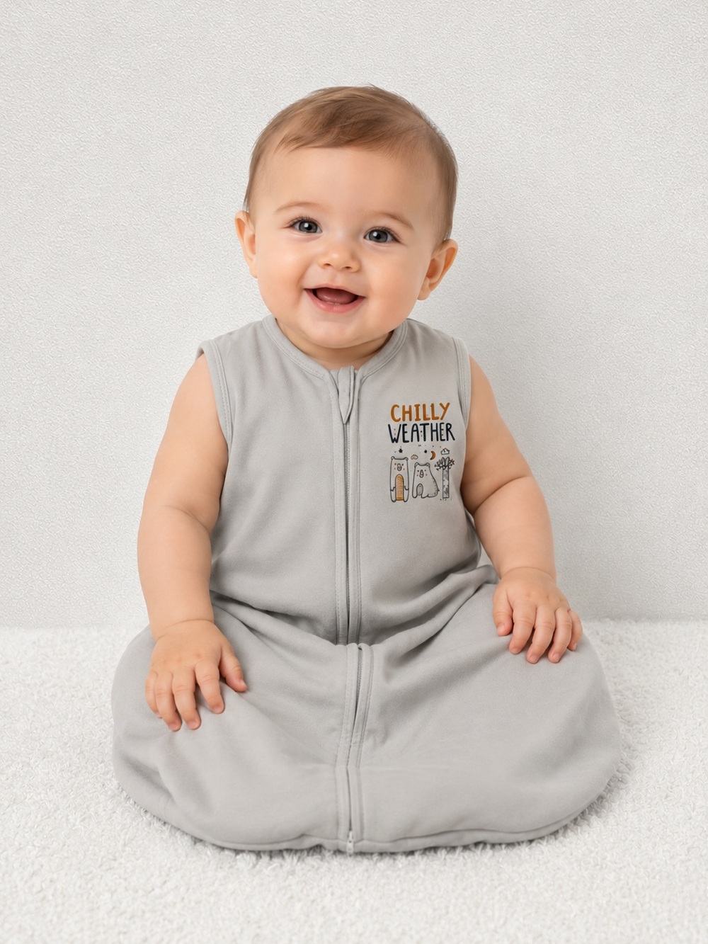 Yooföss Sleep Sack 6-12M Gray Cotton Chilly Weather Bears